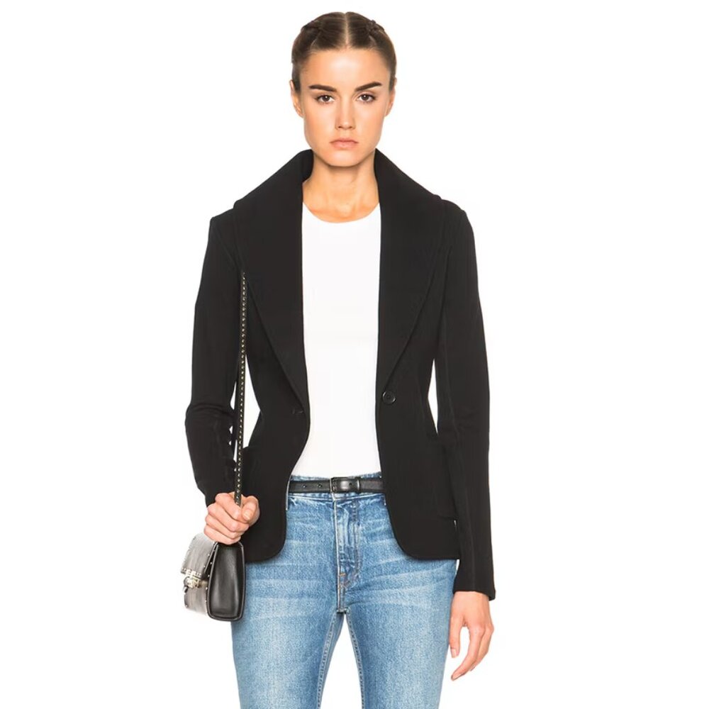 James Perse Shawl Collar Blazer Cotton Black Women's Size M - Picture 11 of 11